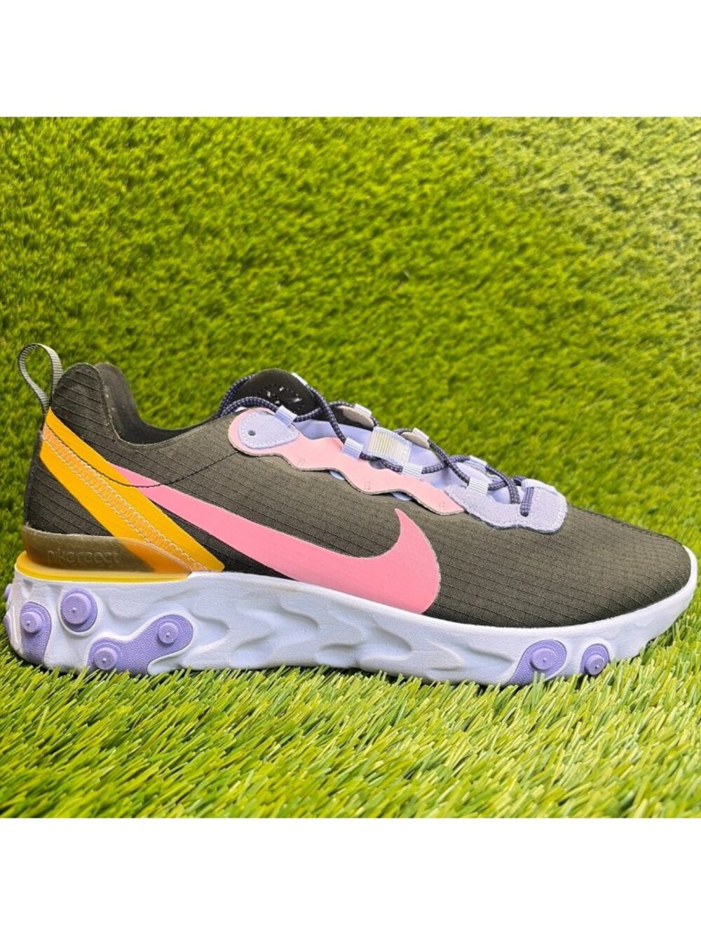 Nike React Element 55 Mens Size 10.5 Black Pink Athletic Running Shoes Sneakers